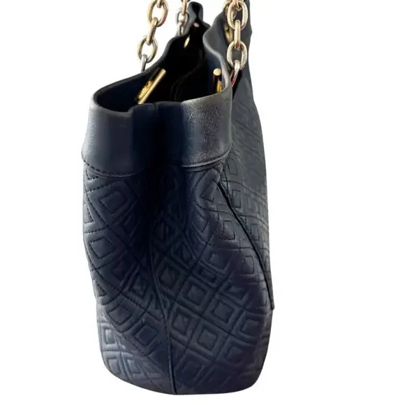 TORY BURCH Navy Blue Fleming Triple Compartment Leather Tote - Picture 7 of 15